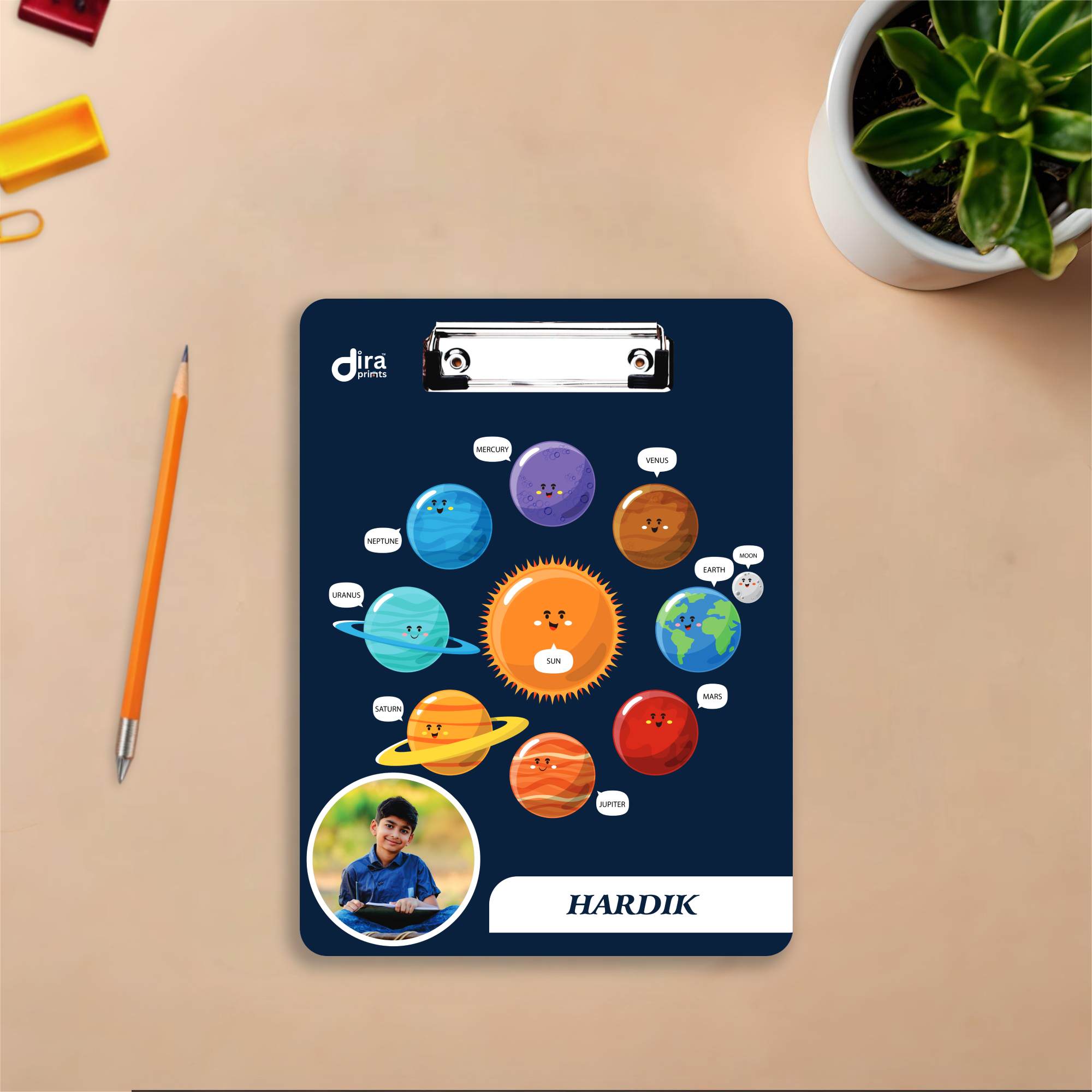 Personalized Solar System Exam Board | Custom Photo & Name Writing Pad for Students By Diraprints