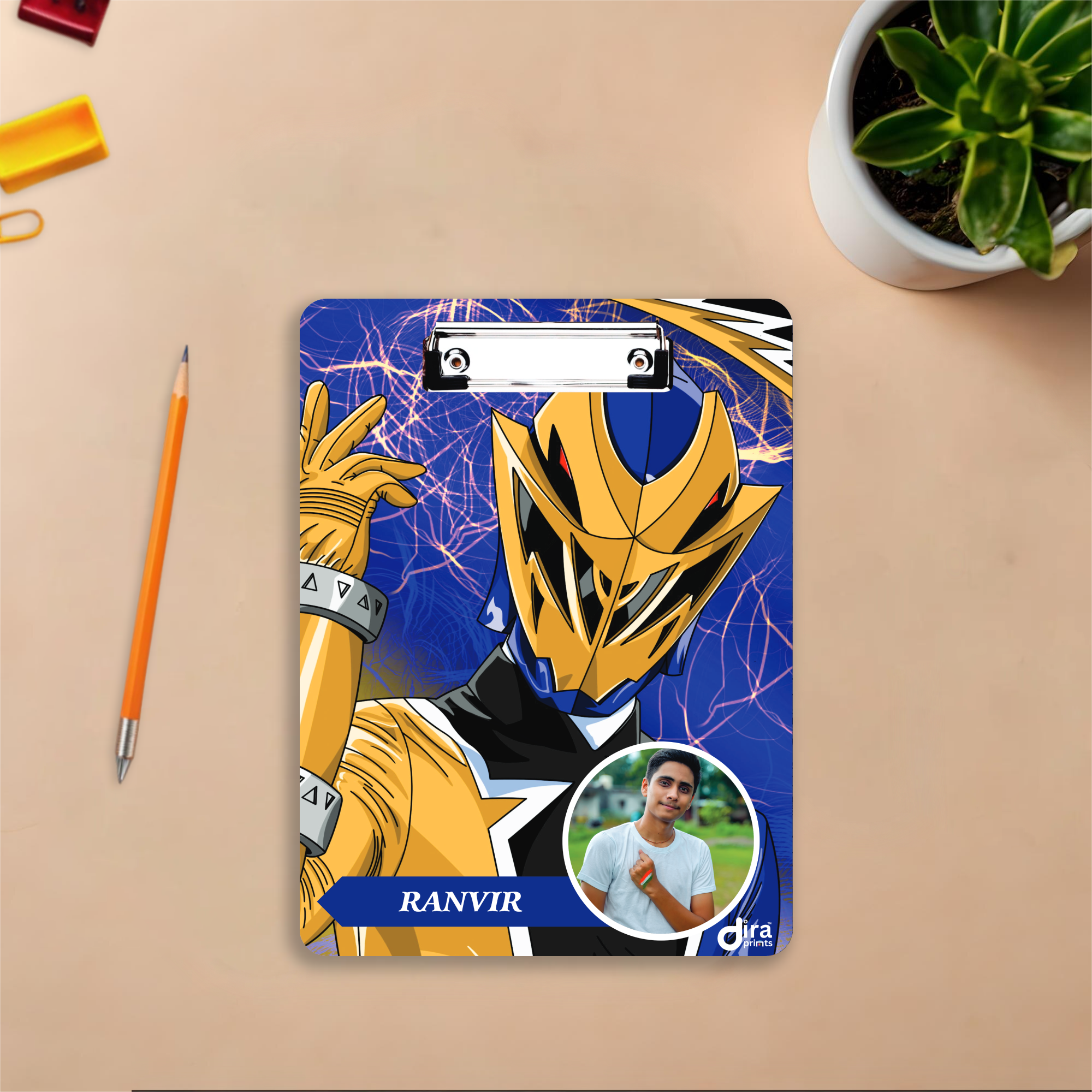 Personalized Power Ranger Exam Board - Yellow Ranger Theme | Diraprints
