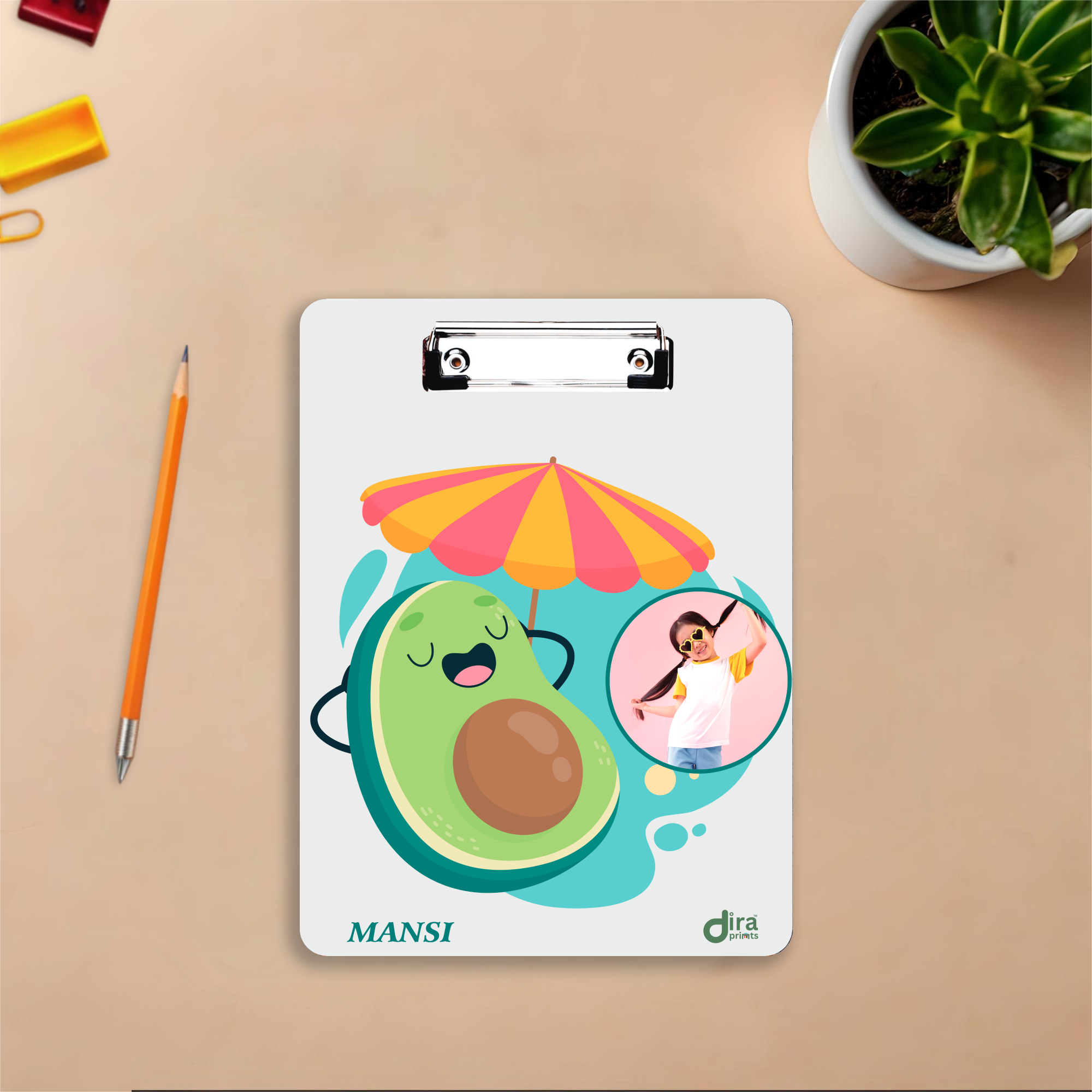 Custom Avocado Theme Exam Board | Personalized A4 Clipboard for Girls and Students By Diraprints