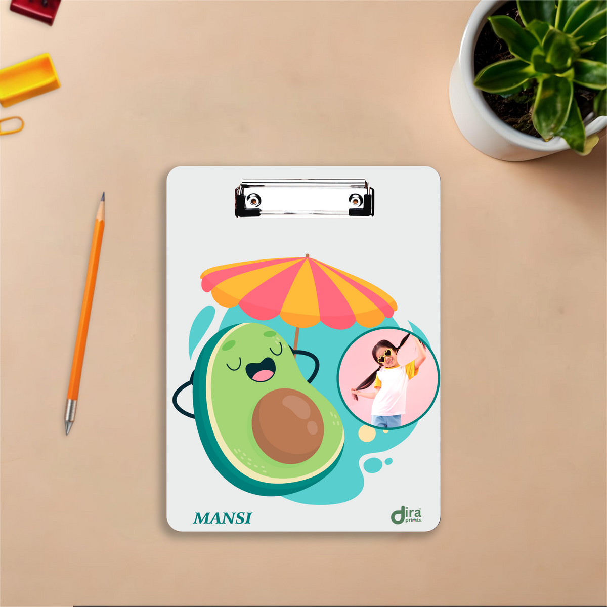 Custom Avocado Theme Exam Board | Personalized A4 Clipboard for Girls and Students By Diraprints
