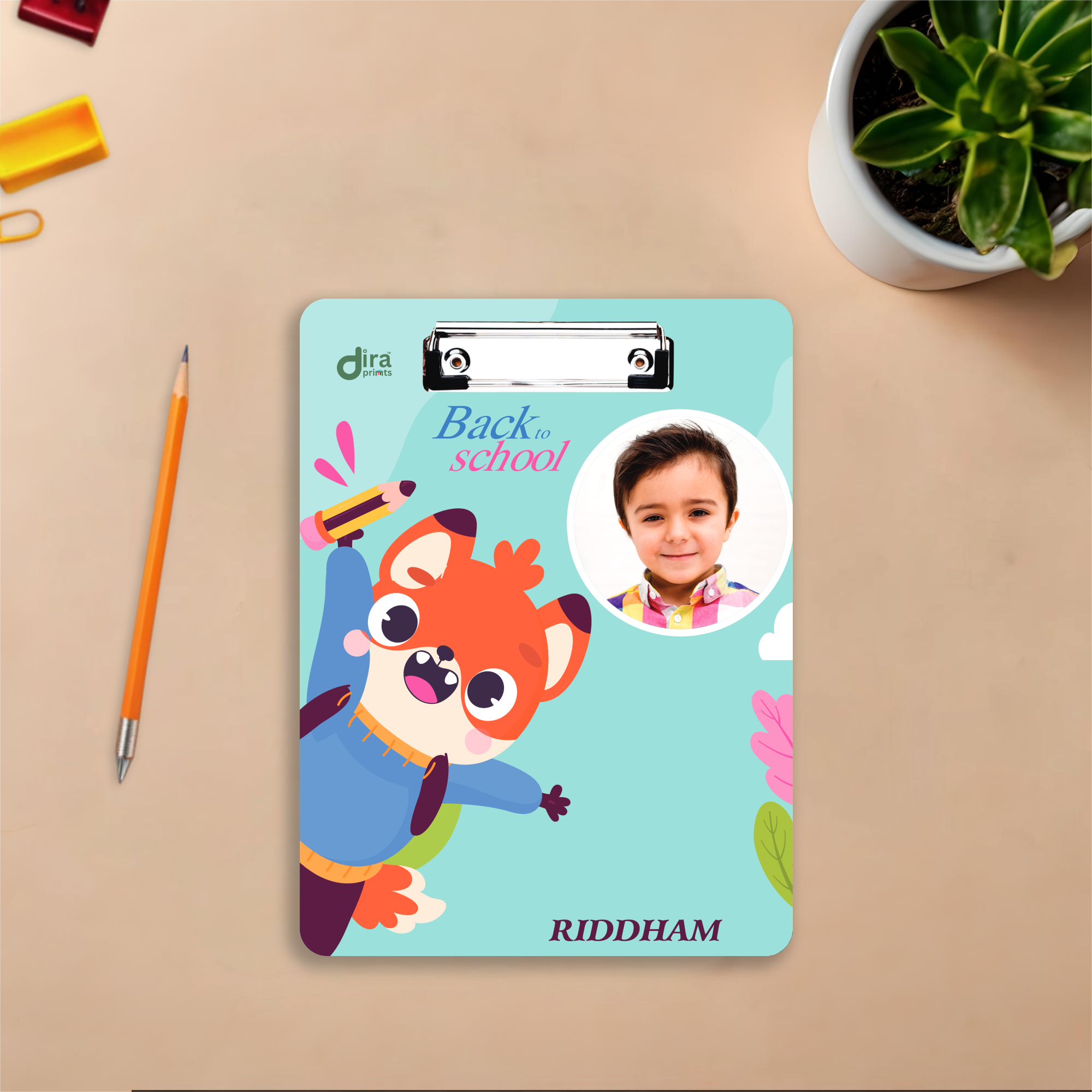 Personalized Back to School Exam Board | Cute Fox Theme A4 Clipboard for Kids By Diraprints