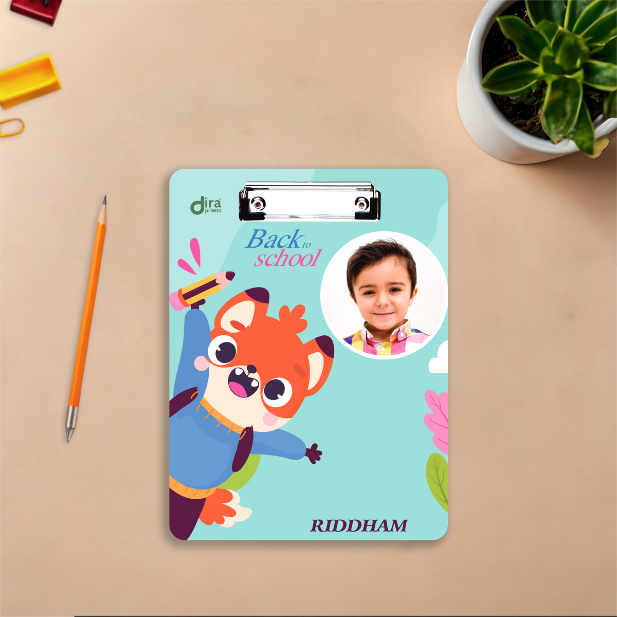 Personalized Back to School Exam Board | Cute Fox Theme A4 Clipboard for Kids By Diraprints