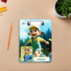 Personalized Cute Animated Girl Exam Board | Custom Photo A4 Clipboard for Kids By Diraprints