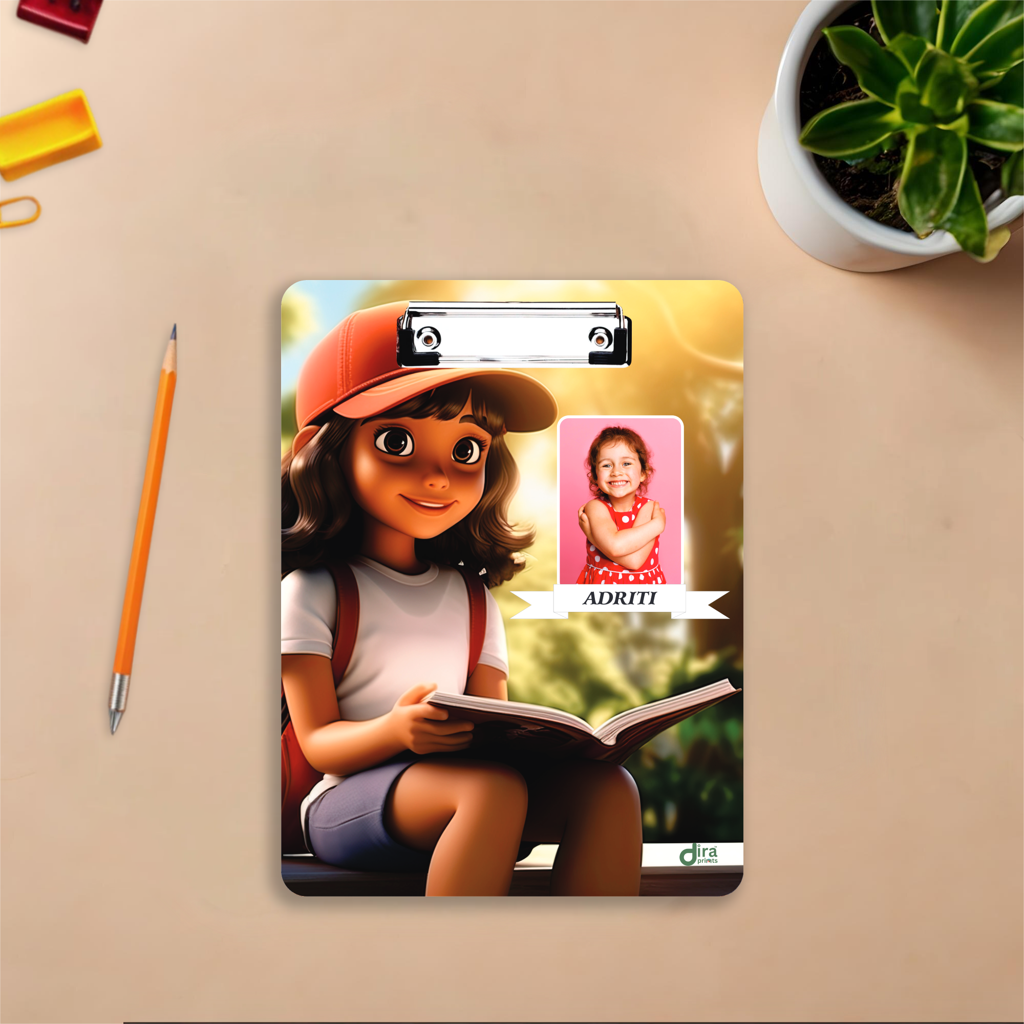 Custom Reading Girl Theme Exam Board | Personalized A4 Clipboard for Book Lovers & Students By Diraprints