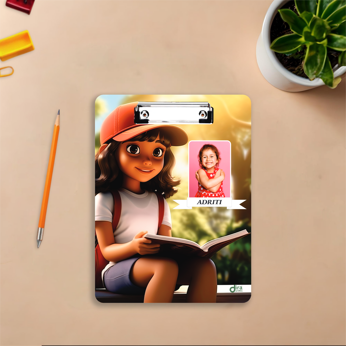 Custom Reading Girl Theme Exam Board | Personalized A4 Clipboard for Book Lovers & Students By Diraprints