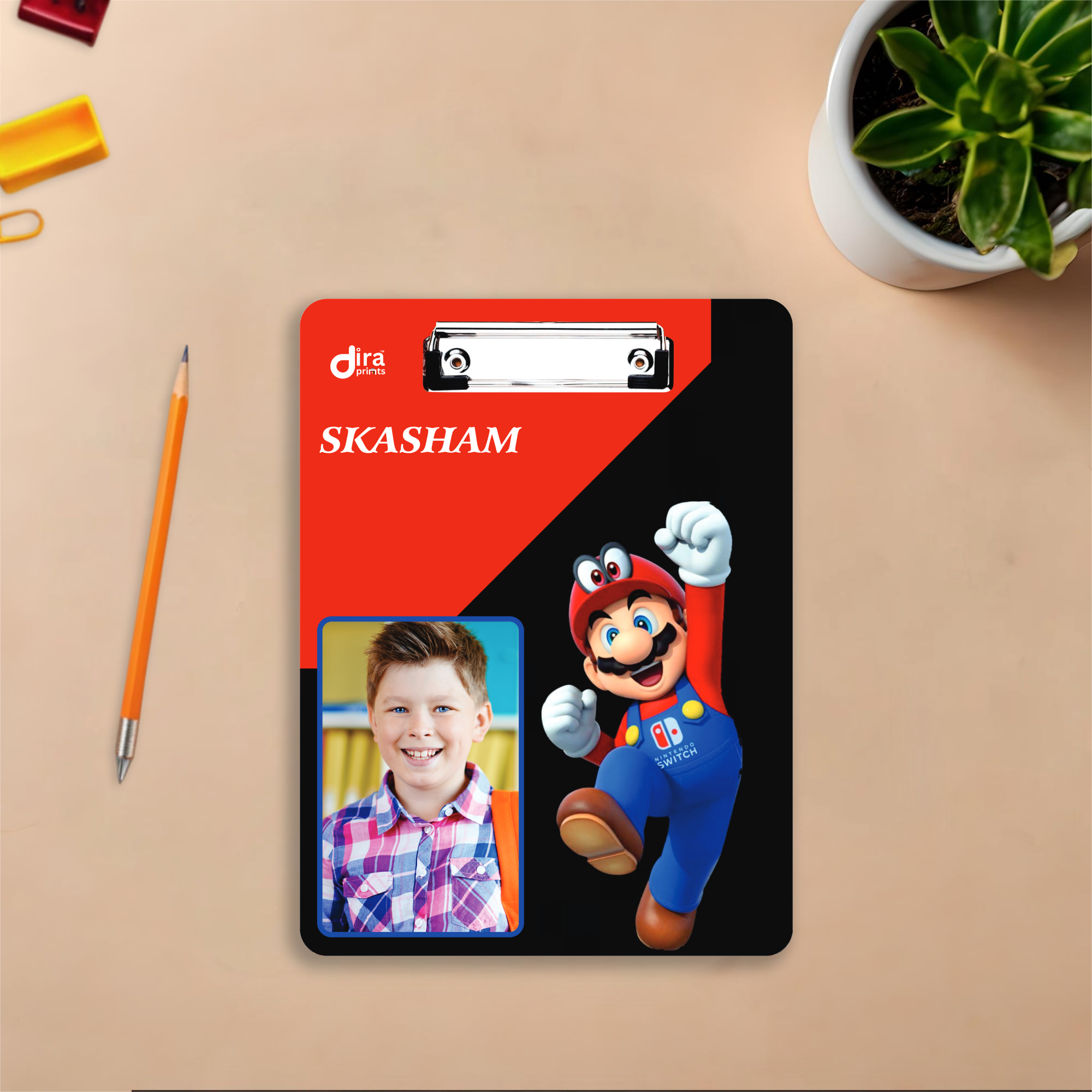 Custom Super Mario Theme Exam Board | Personalized A4 Gaming Clipboard for Kids By Diraprints
