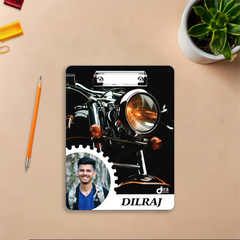 Personalized Exam Board | Custom Photo & Name Writing Pad with Motorcycle Design