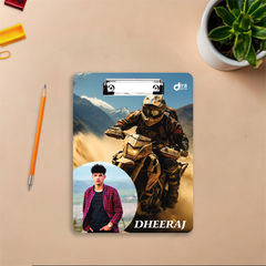 Off-Road Dirt Bike Design Personalized Exam Board | Custom Photo & Name Writing Pad by Diraprints