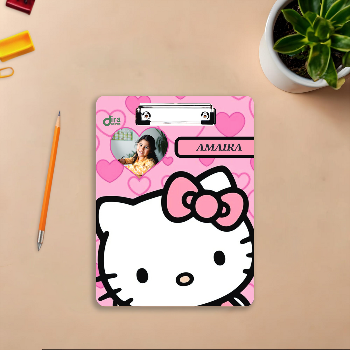 Personalized Hello Kitty Exam Board | Custom Photo & Name Writing Pad for Girls by Diraprints
