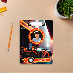 Personalized Sports Car Design Exam Board | Custom Photo & Name Writing Pad by Diraprints