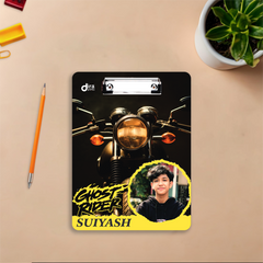 Personalized Classic Bike Exam Board | Custom Photo & Name Writing Pad with Gear Motif By Diraprints