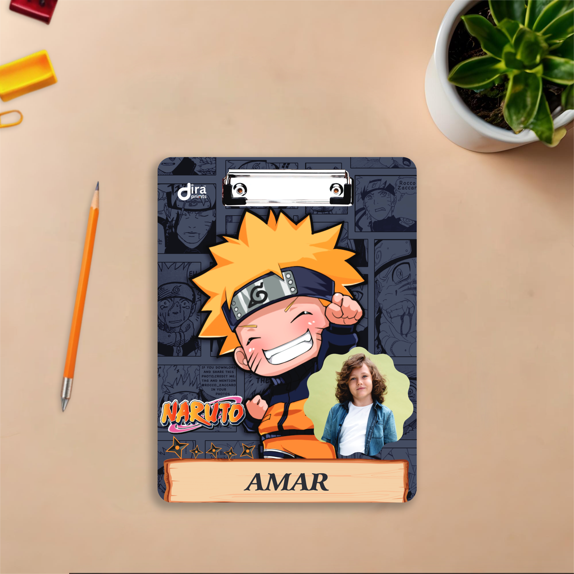 Personalized Naruto Anime Exam Board | Custom Photo & Name Writing Pad for Students By Diraprints