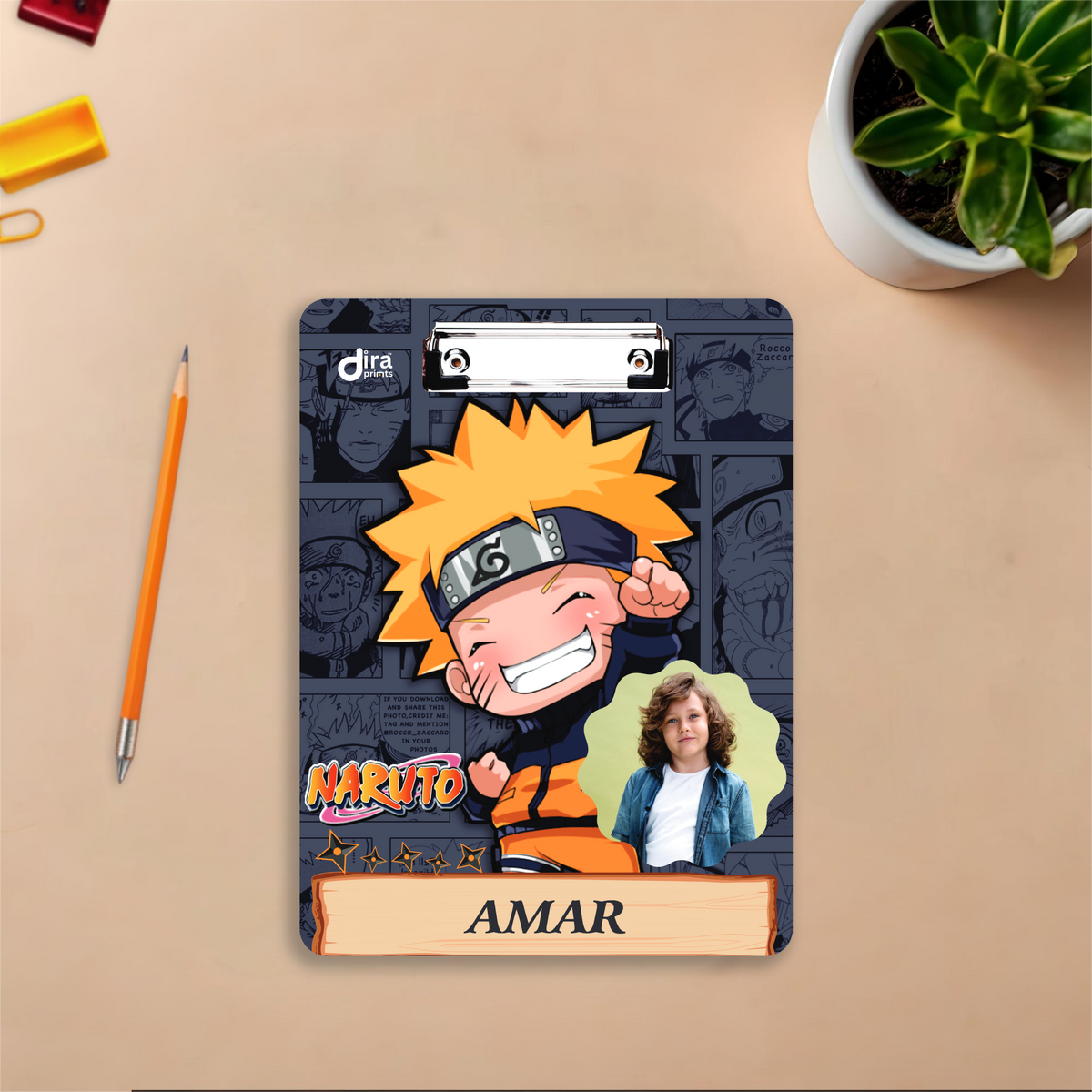 Personalized Naruto Anime Exam Board | Custom Photo & Name Writing Pad for Students By Diraprints