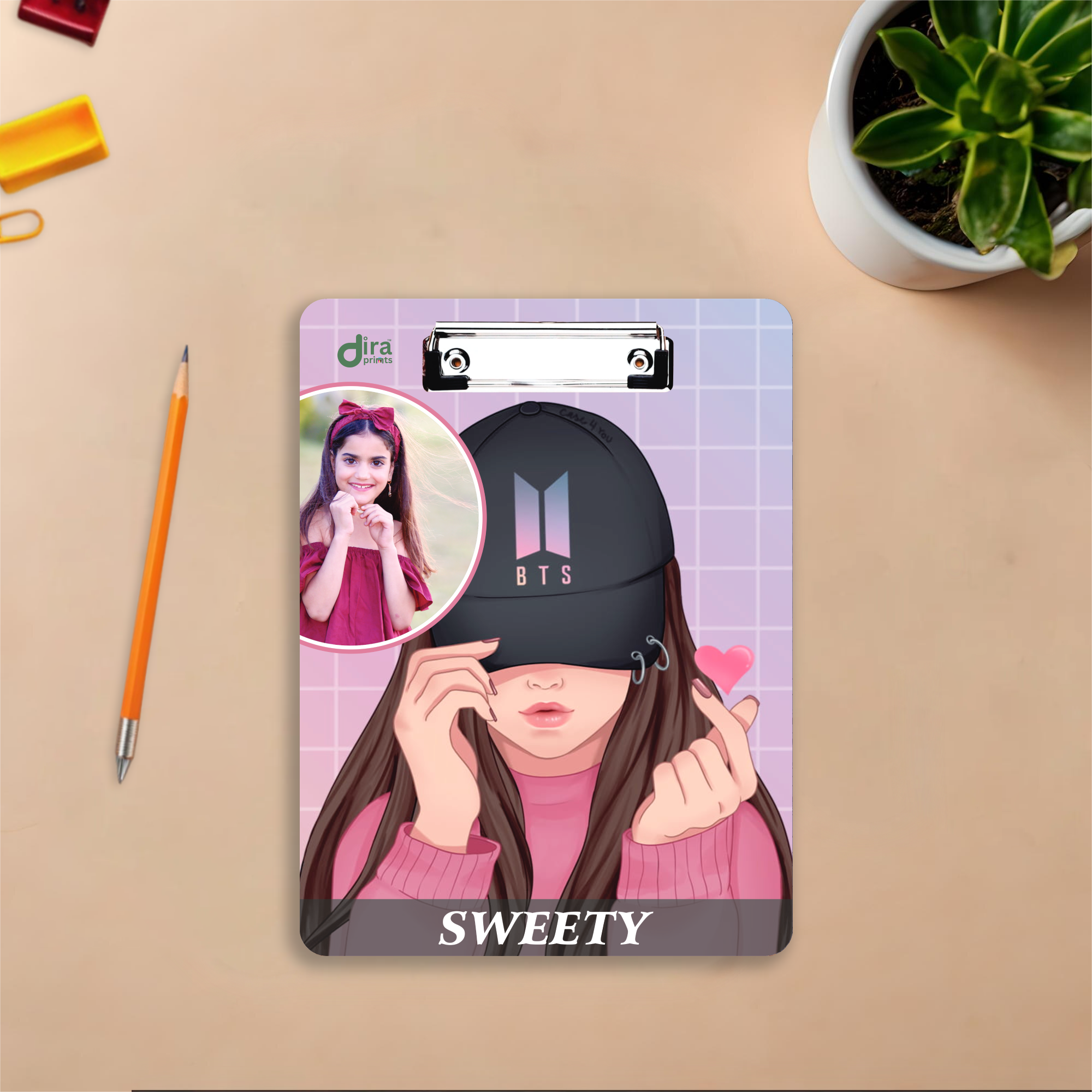 Personalized BTS K-Pop Exam Board | Custom Photo & Name Writing Pad for ARMY By Diraprints