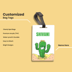 🌵 Personalized Smiling Cactus Bag Tag | Custom Desert Name Label By Diraprints