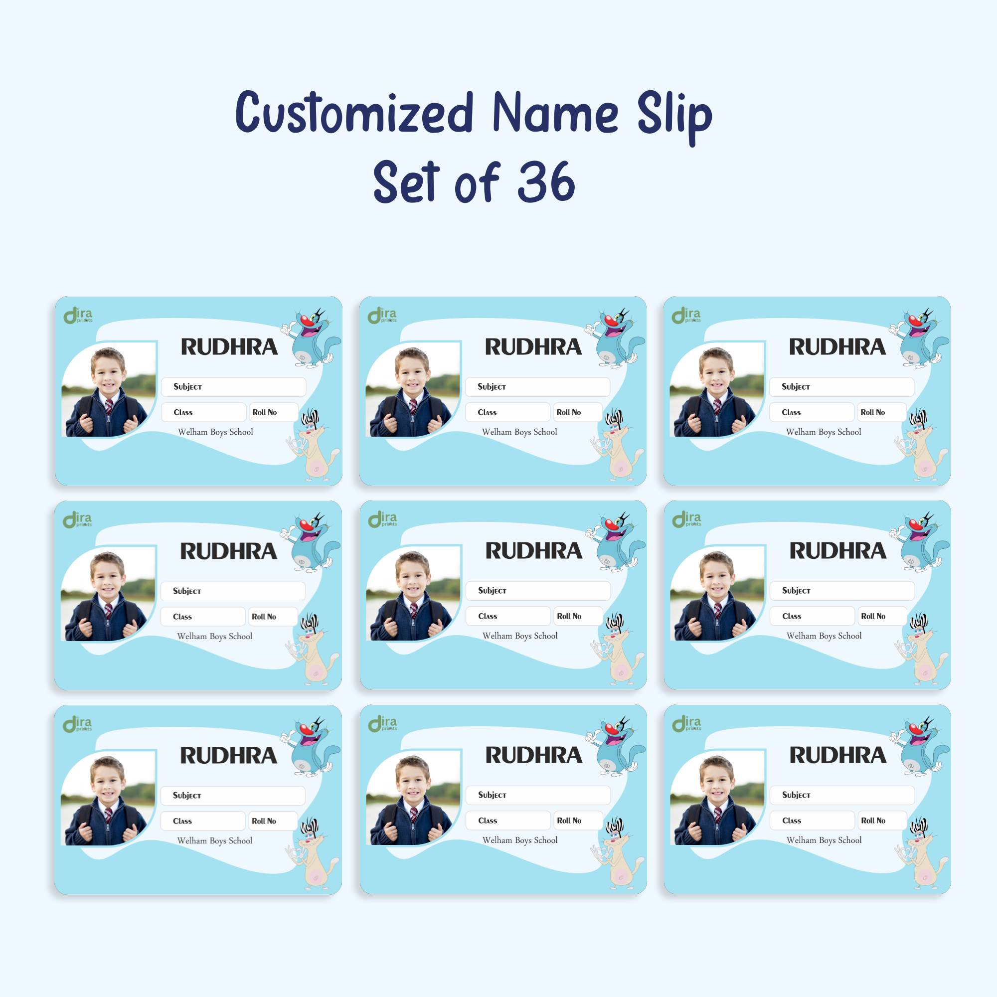 Personalized Oggy and the Cockroaches Name Slip by Diraprints