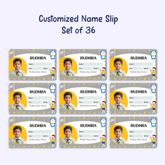 Personalized Doraemon and Nobita Name Slip | Custom Kids ID Labels for School by Diraprints