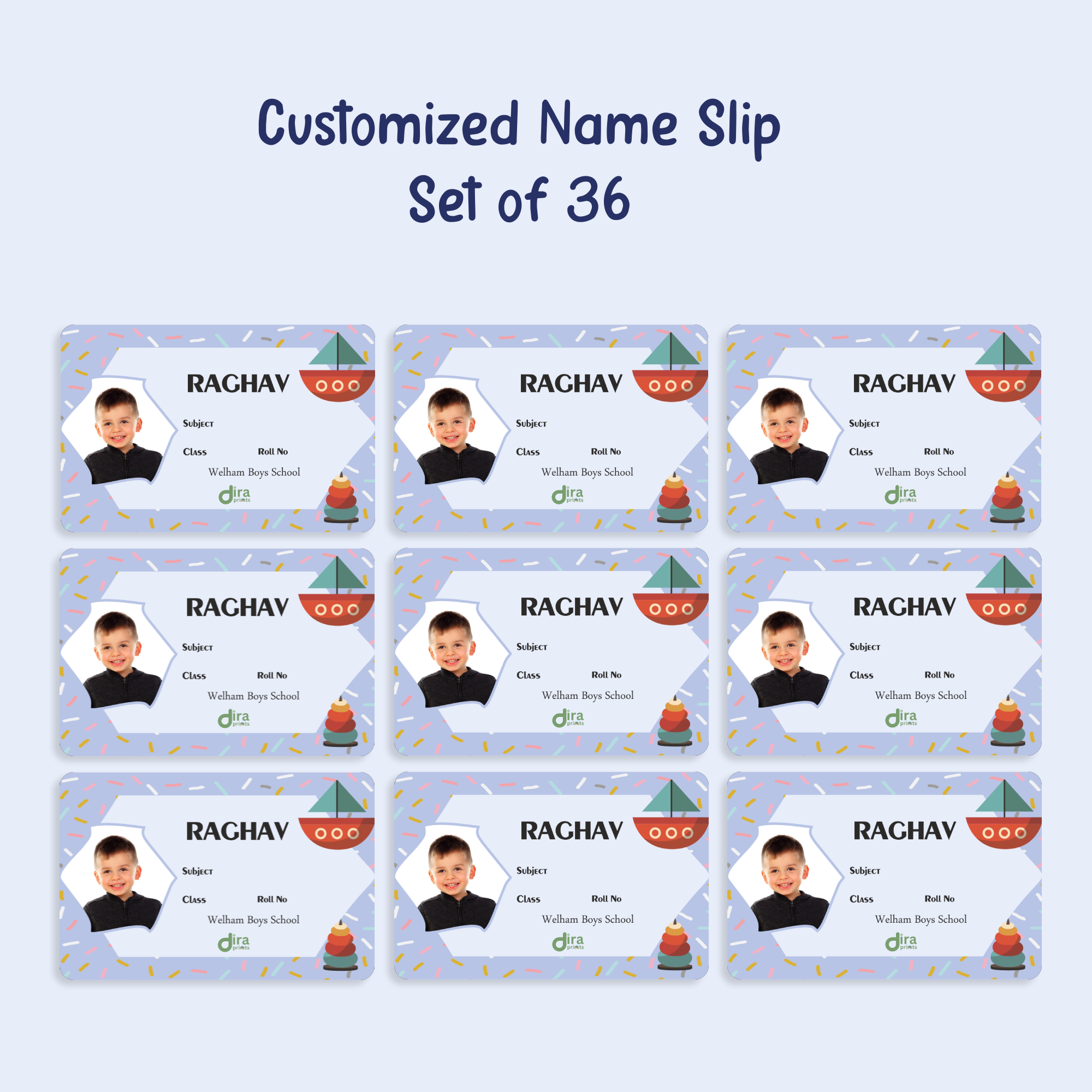 Personalized Boat Name Slip | Custom Kids ID Labels for School by Diraprints