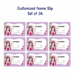 Personalized Flower Theme Name Slip | Custom Kids ID Labels for School by Diraprints