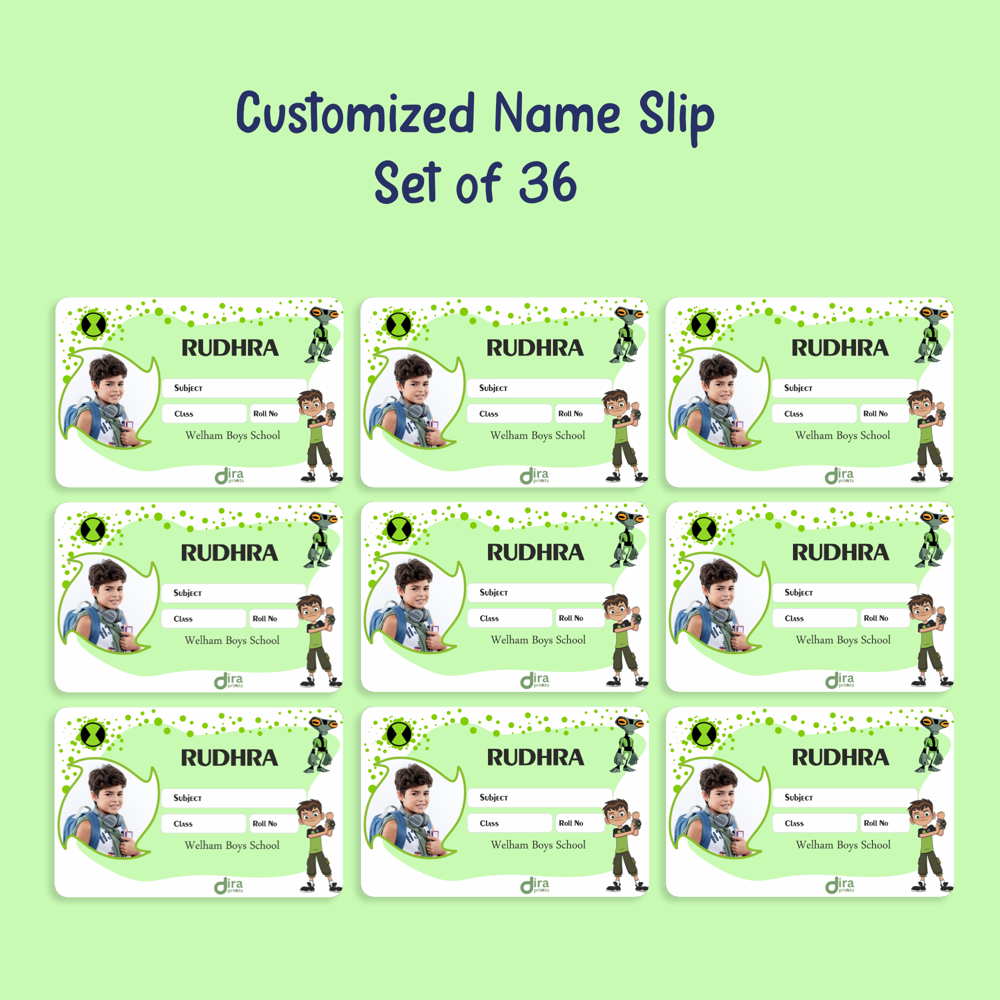 Personalized Ben 10 Name Slip by Diraprints