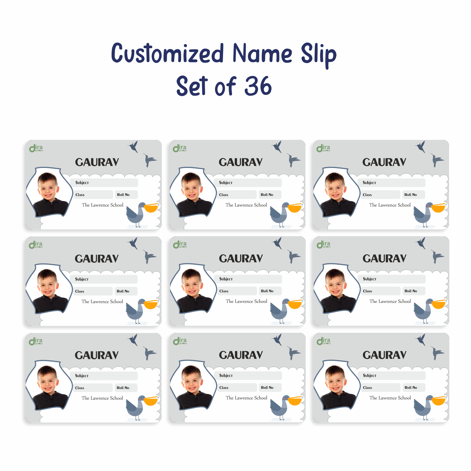 Personalized Cute Seagull Name Slip | Custom Kids ID Labels for School by Diraprints