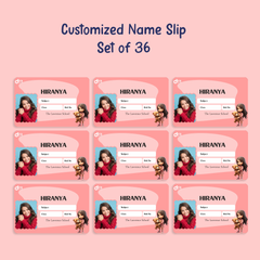 Personalized Girl with Teddy Bear Name Slip| Custom Kids ID Labels for School by Diraprints