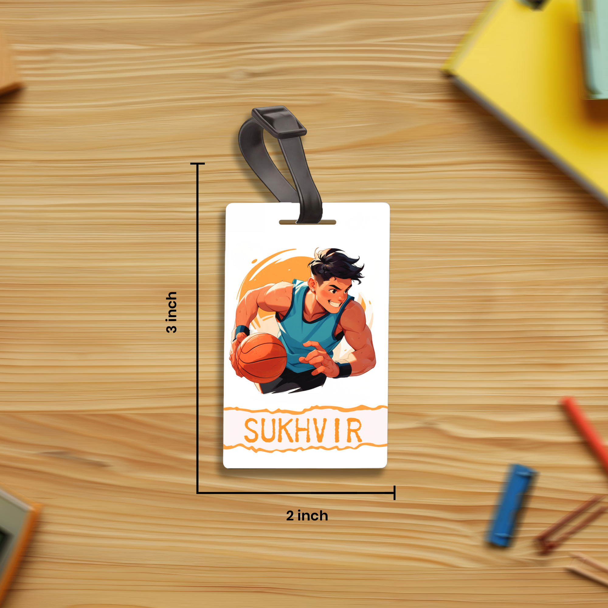 🏀 Personalized Basketball Player Bag Tag | Custom Sports Name Label for Boys By Diraprints