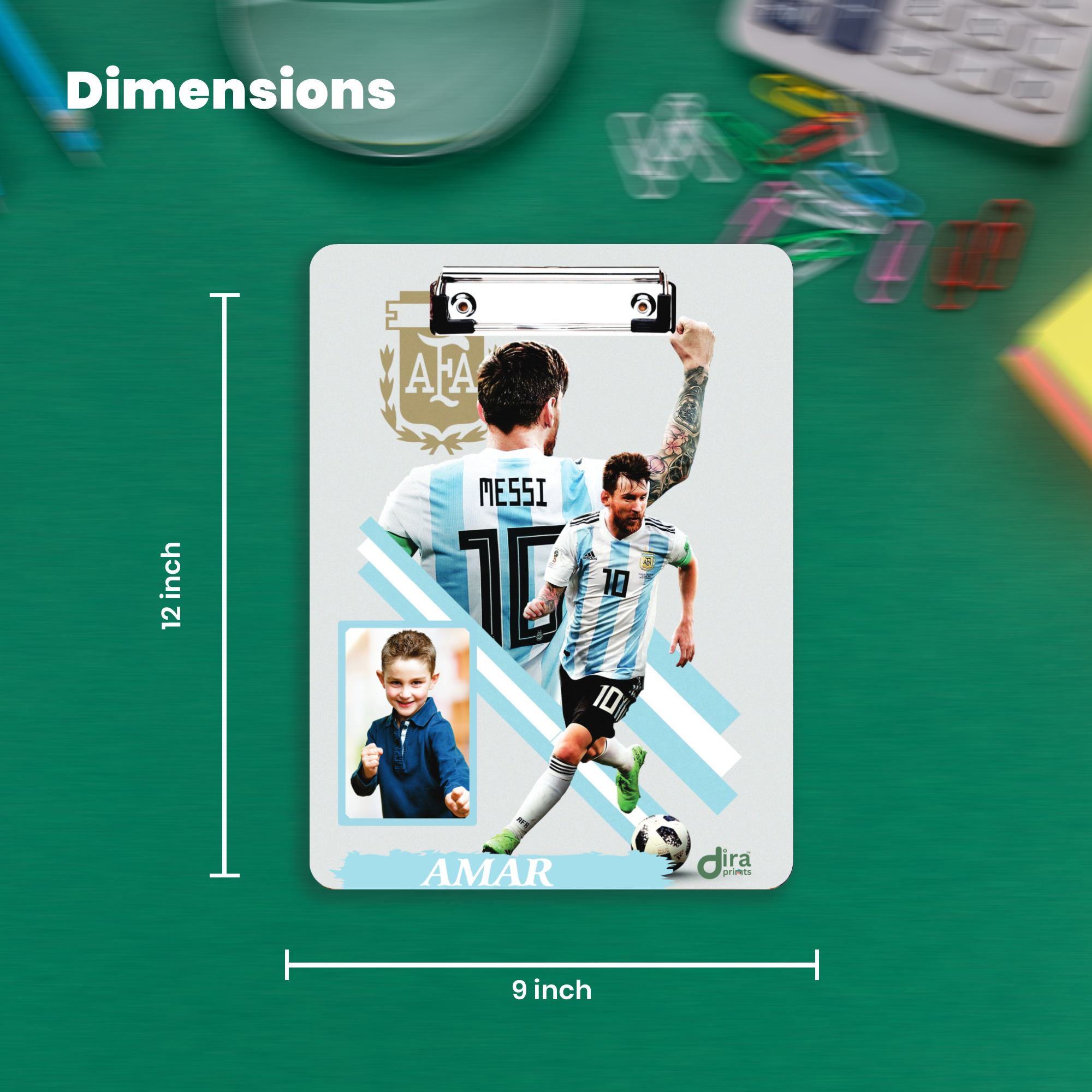 Personalized Lionel Messi Football Exam Board | Custom Photo & Name Writing Pad for Soccer Fans By Diraprints