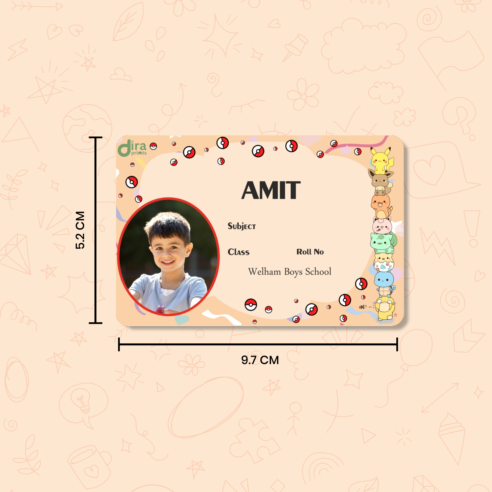 Personalized Pokémon Name Slip | Custom Kids ID Labels for School by Diraprints