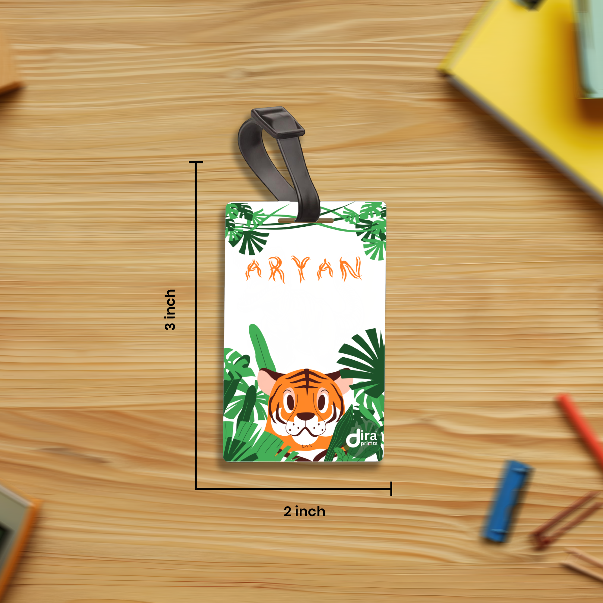 🐅 Personalized Jungle Tiger Bag Tag | Custom Safari Name Label By Diraprints