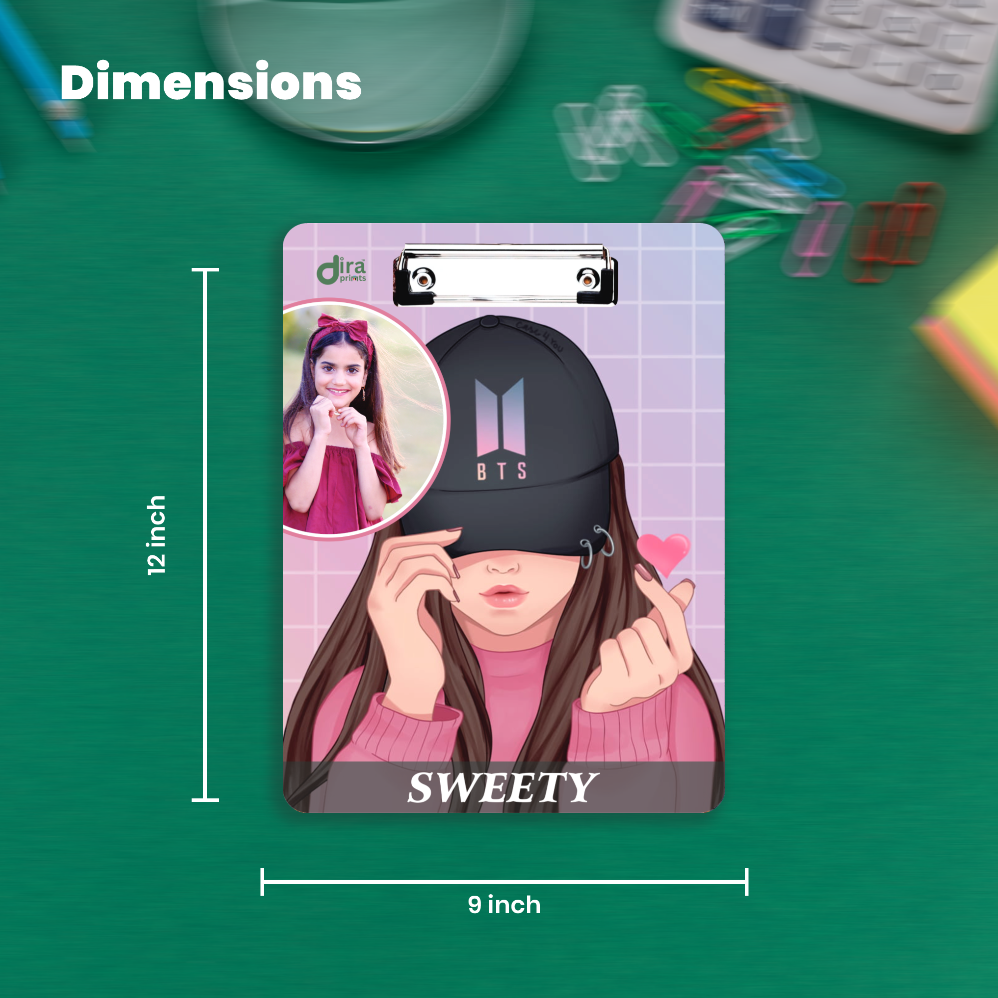 Personalized BTS K-Pop Exam Board | Custom Photo & Name Writing Pad for ARMY By Diraprints