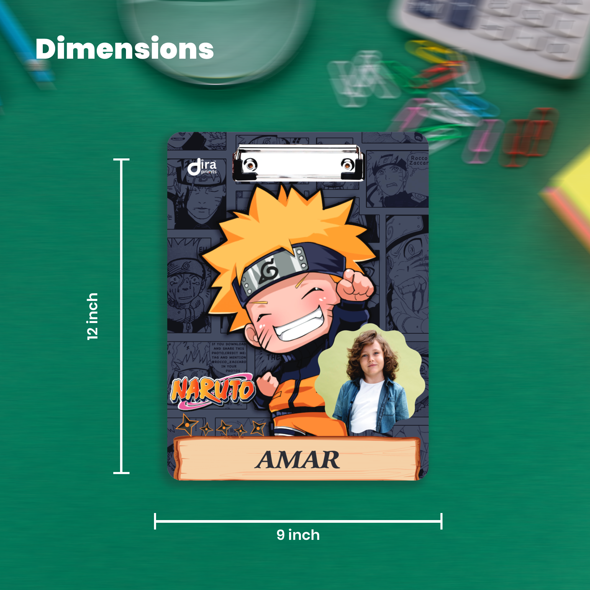 Personalized Naruto Anime Exam Board | Custom Photo & Name Writing Pad for Students By Diraprints