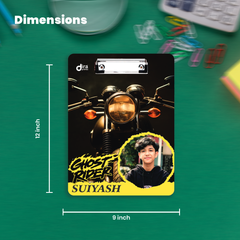 Personalized Classic Bike Exam Board | Custom Photo & Name Writing Pad with Gear Motif By Diraprints