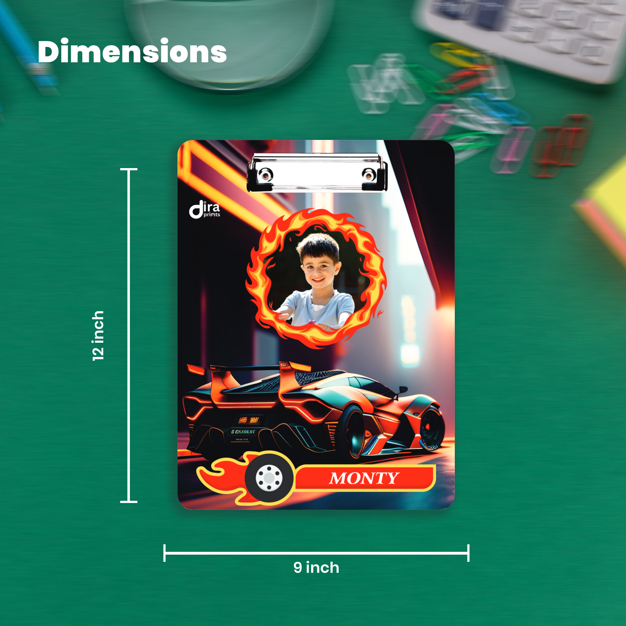 Personalized Sports Car Design Exam Board | Custom Photo & Name Writing Pad by Diraprints