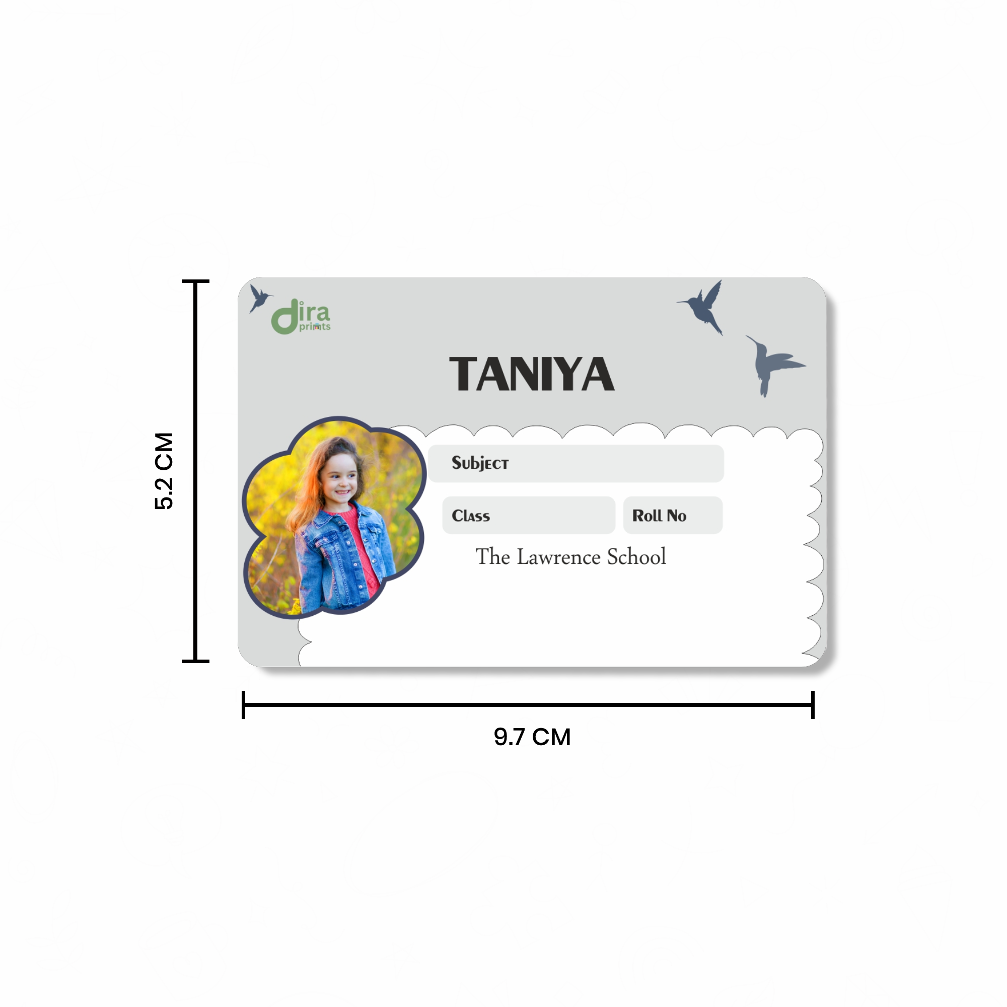 Personalized Bird Name Slip | Custom Kids ID Labels for School by Diraprints