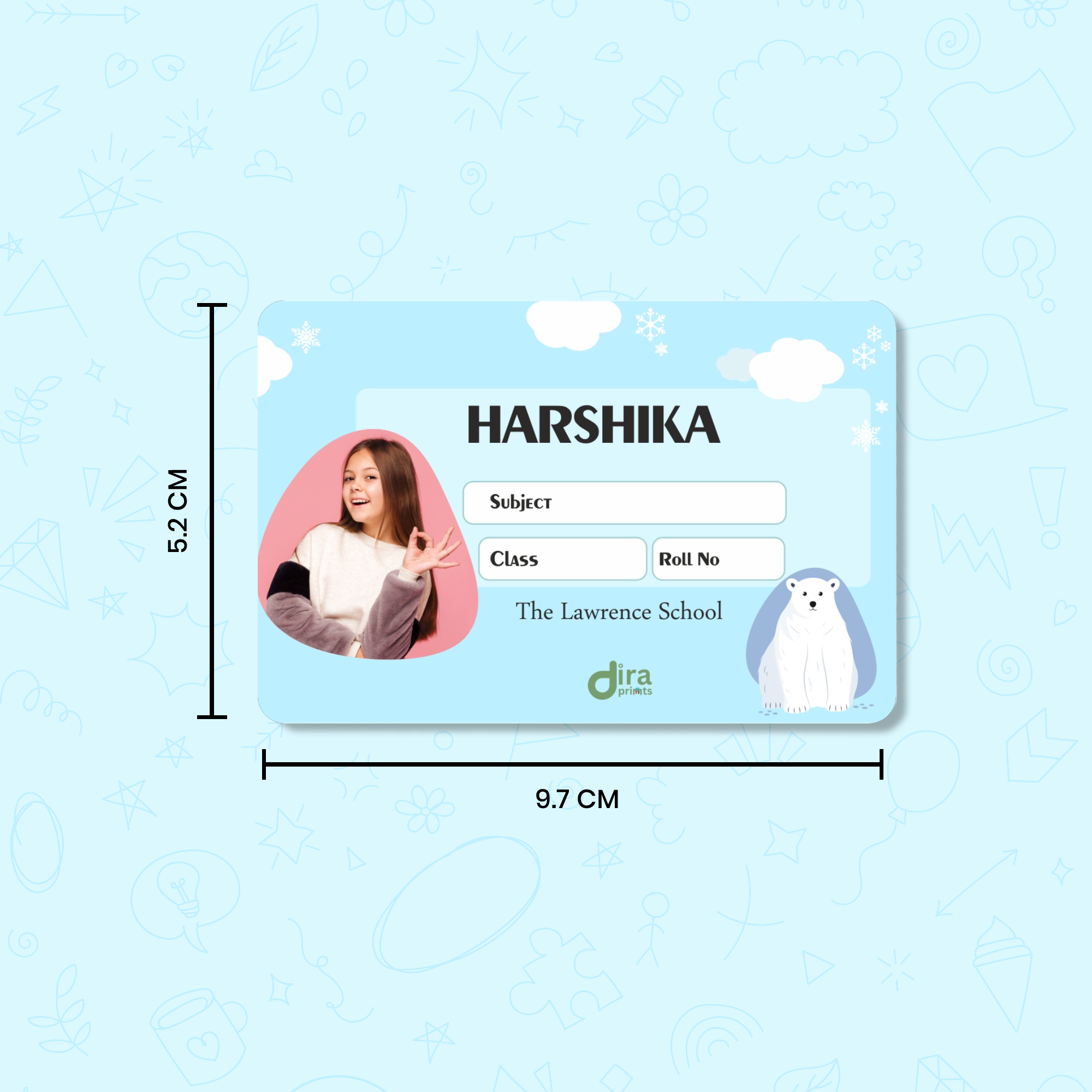 Personalized Polar Bear Name Slip | Custom Kids ID Labels for School by Diraprints