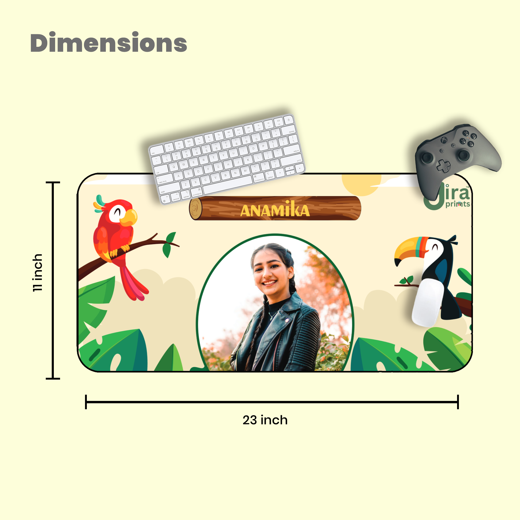 Personalized Parrot Theme Desk Mat | Custom Photo Tropical Bird Desk Mat by Diraprints
