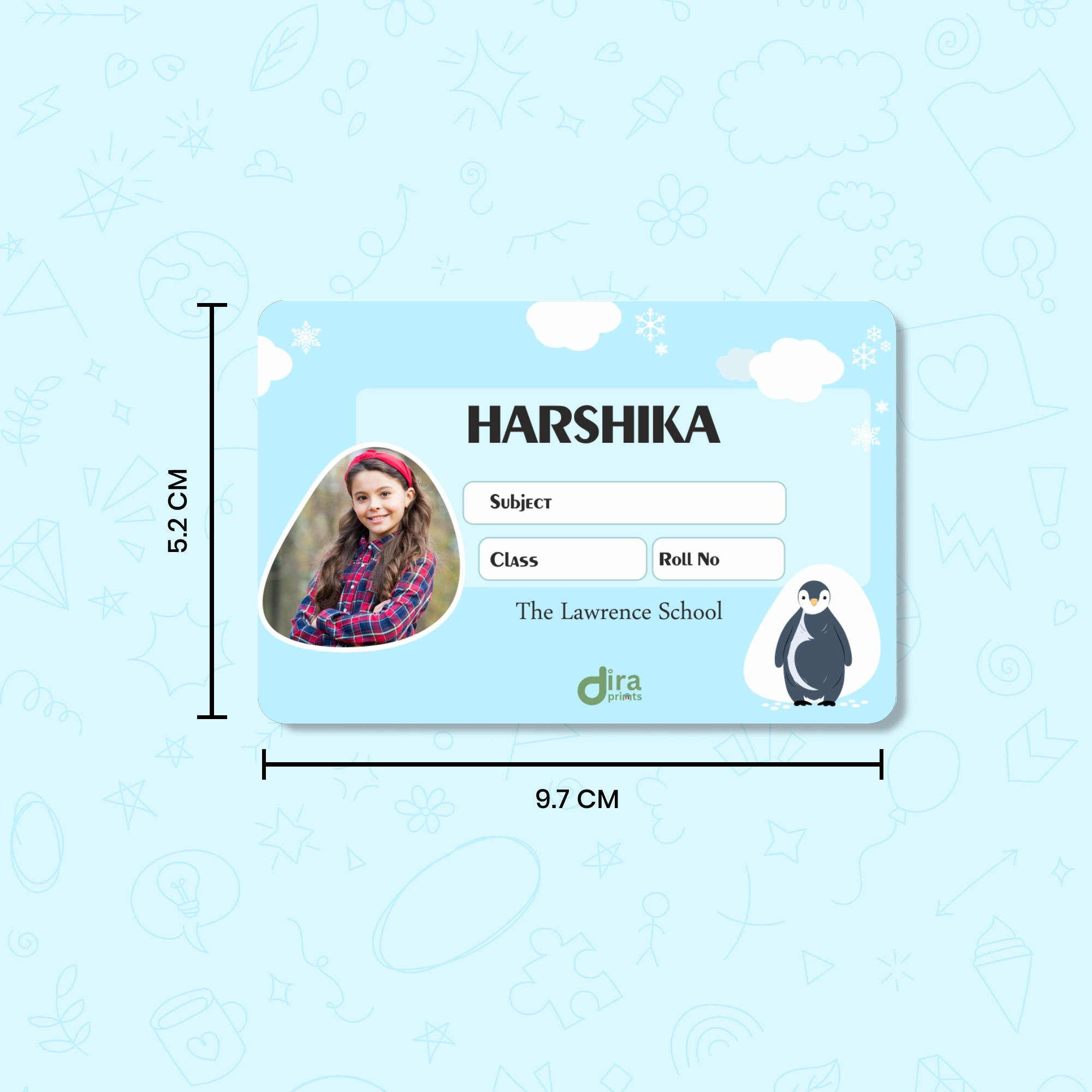 Personalized Penguin Name Slip | Custom Kids ID Labels for School by Diraprints