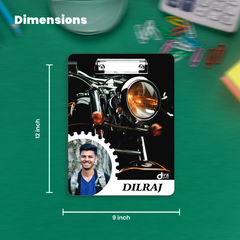 Personalized Exam Board | Custom Photo & Name Writing Pad with Motorcycle Design