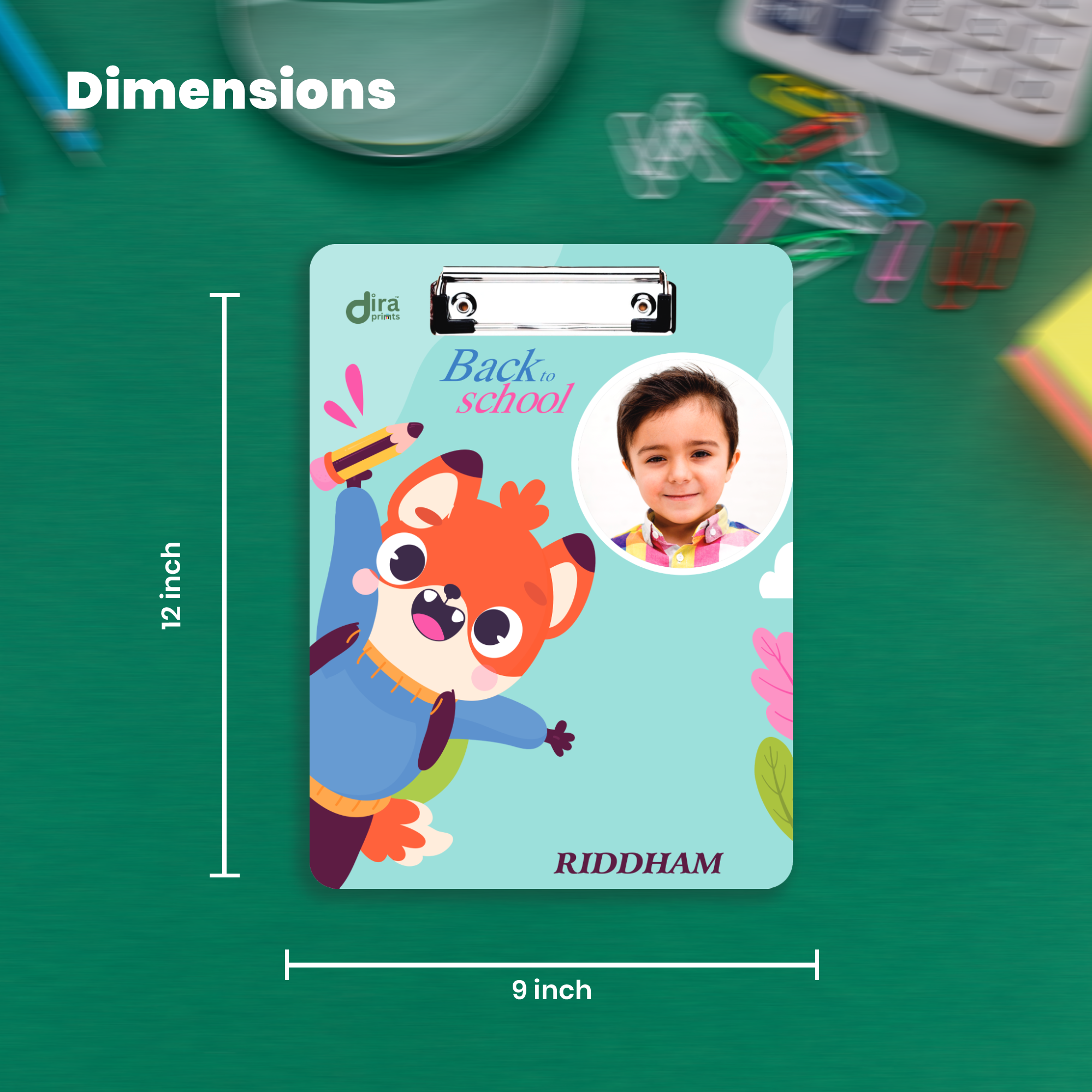 Personalized Back to School Exam Board | Cute Fox Theme A4 Clipboard for Kids By Diraprints