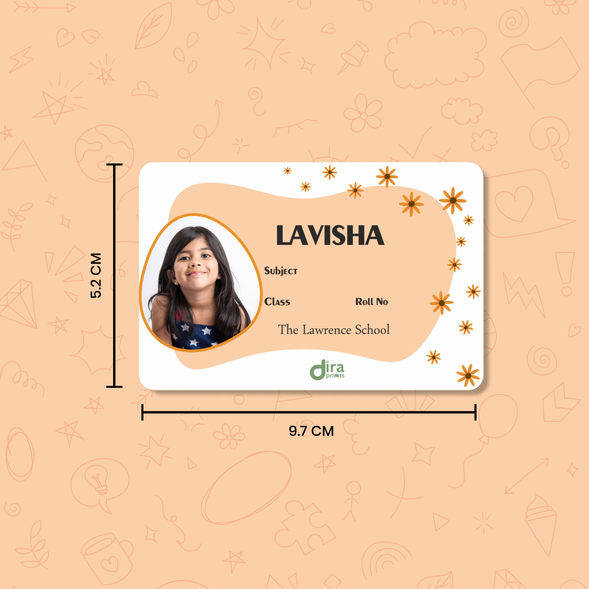 Personalized Elegant Floral Name Slip | Custom Kids ID Labels for School by Diraprints