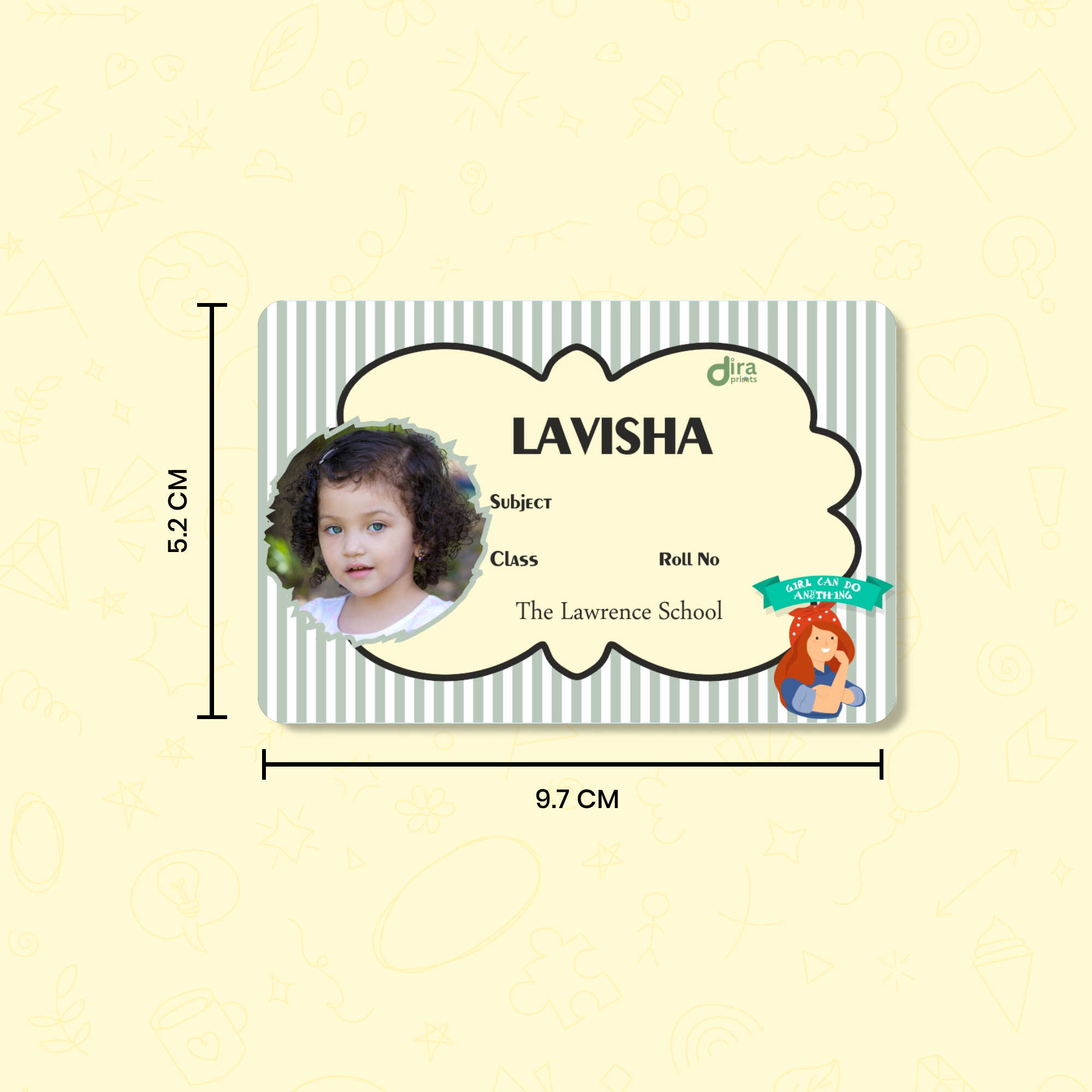 Personalized "Girl Can Do Anything" Name Slip | Custom Kids ID Labels for School by Diraprints