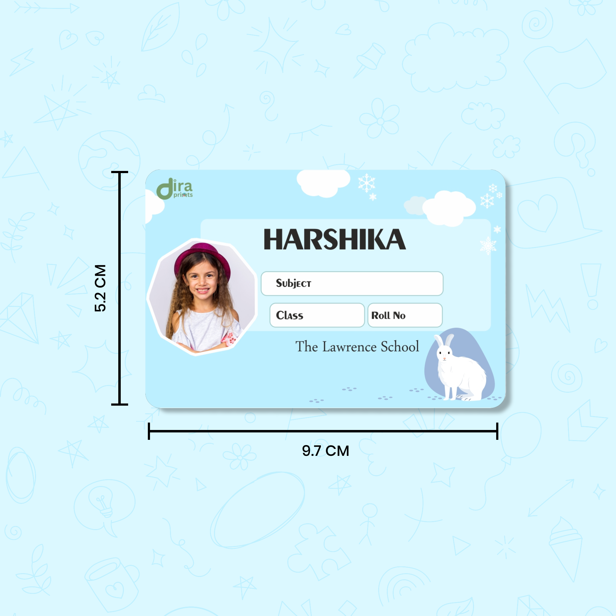 Personalized Rabbit Name Slip | Custom Kids ID Labels for School by Diraprints