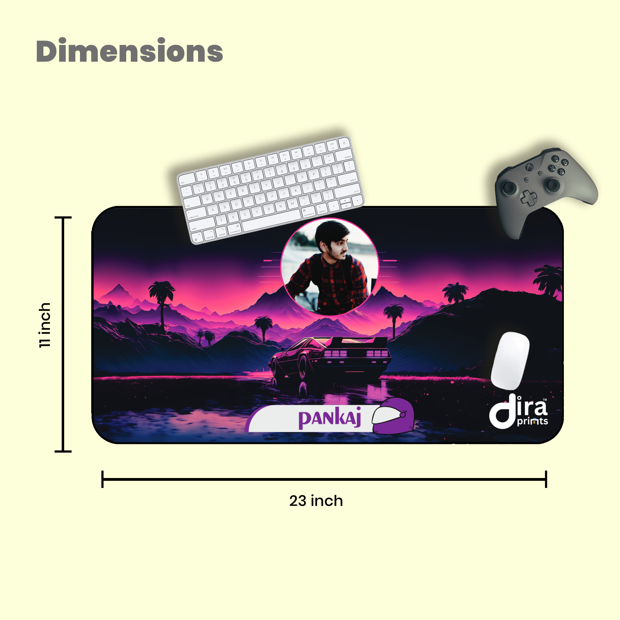 Personalized Retrowave Car Desk Mat by Diraprints