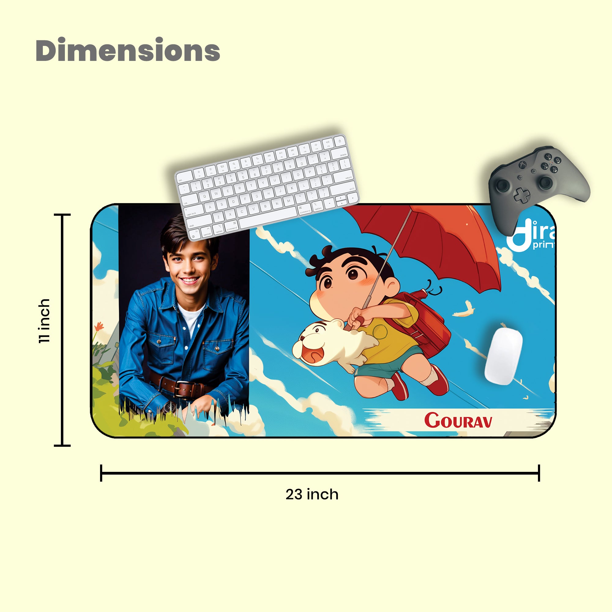 Personalized Shinchan Desk Mat | Custom Photo Anime Large Desk Mat by Diraprints