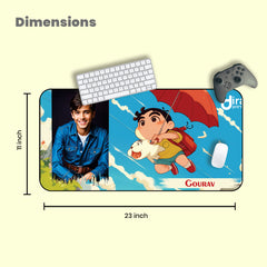 Personalized Shinchan Desk Mat | Custom Photo Anime Large Desk Mat by Diraprints