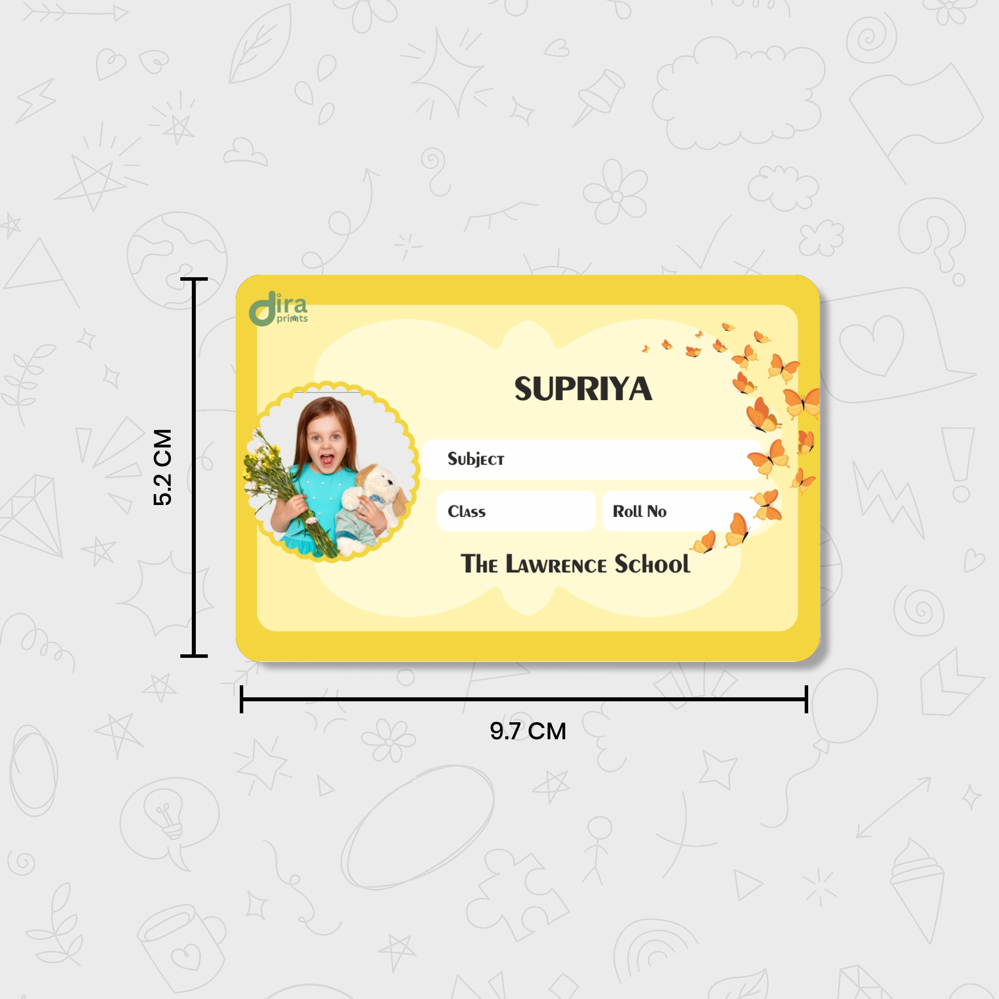 Personalized Orange Butterfly Name Slip | Custom Kids ID Labels for School by Diraprints