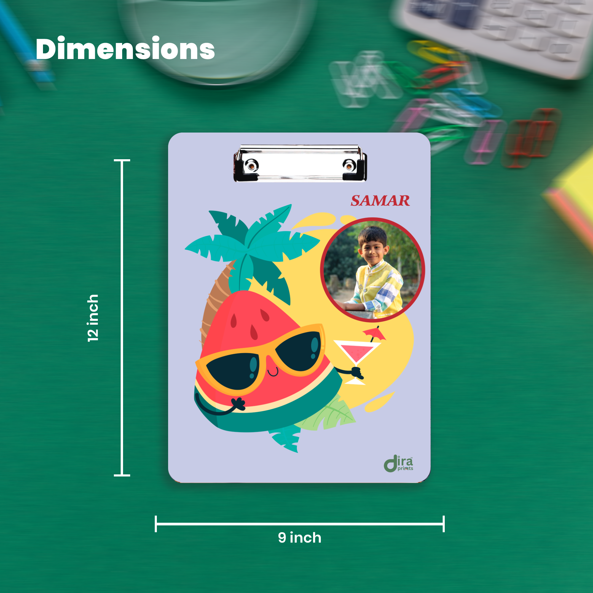 Custom Watermelon Theme Exam Board | Personalized A4 Clipboard for Kids & Students By Diraprints