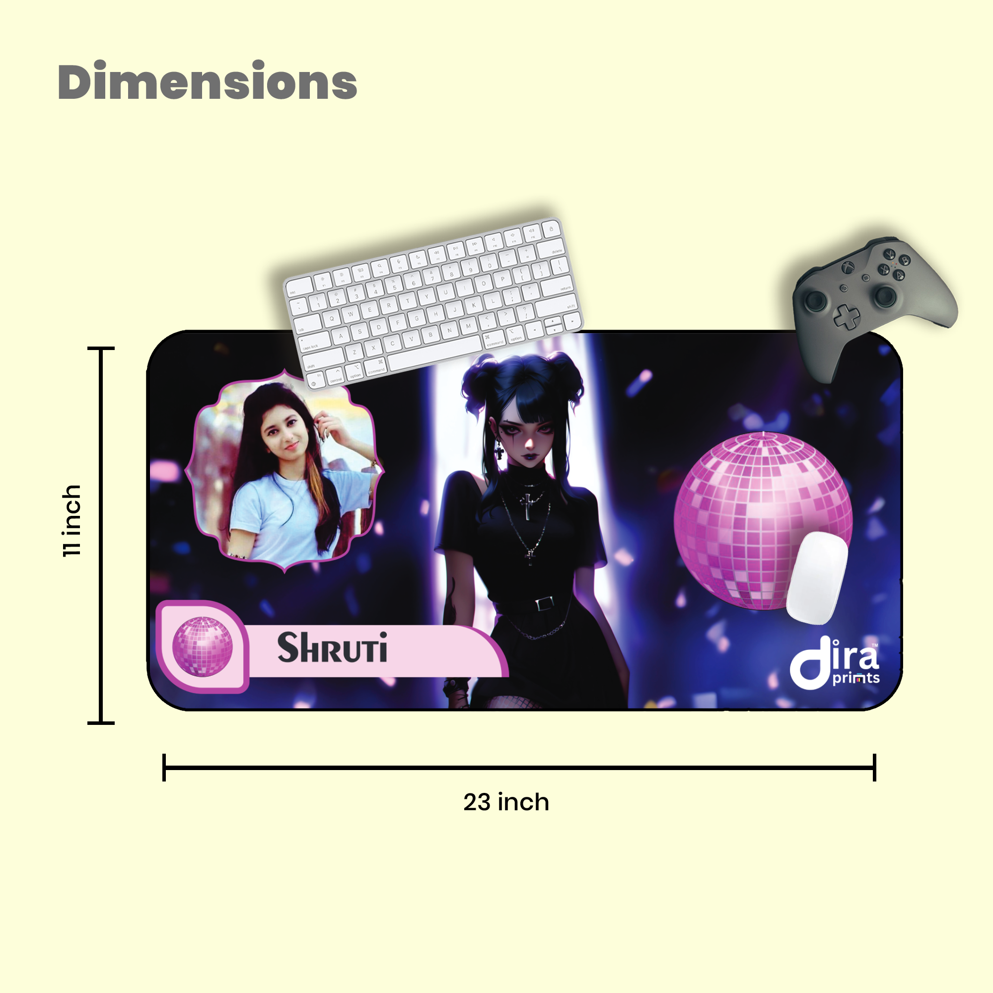 Personalized Gothic Girl Desk Mat | Custom Photo Dark Fantasy Desk Mat by Diraprints