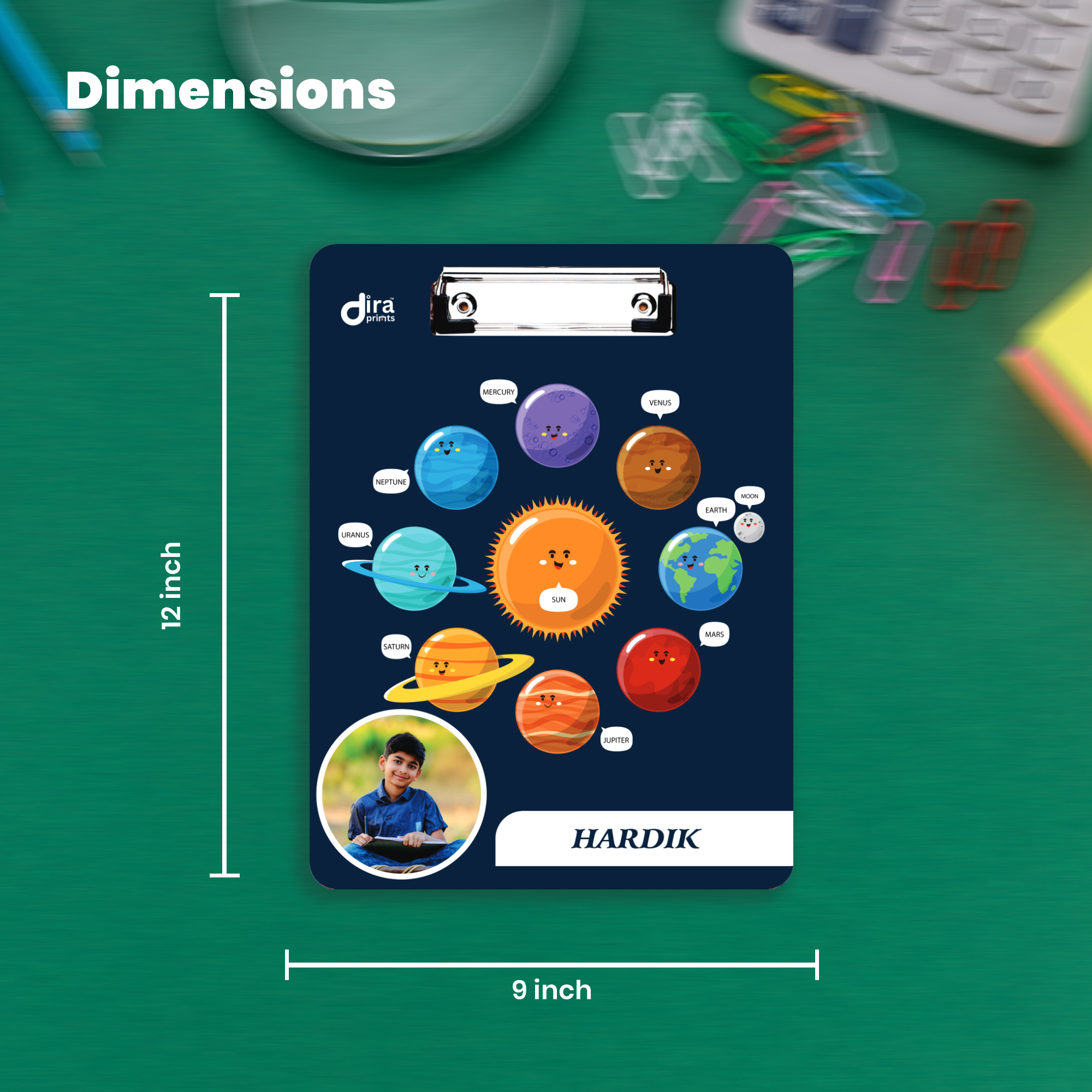 Personalized Solar System Exam Board | Custom Photo & Name Writing Pad for Students By Diraprints